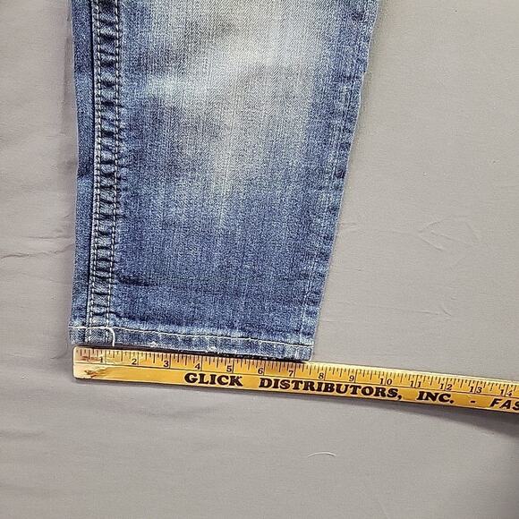 miss me jeans 29 JW5824P Cuffed Capri Embellished 21"Inseam Sparkling Butt Blue - Picture 6 of 11